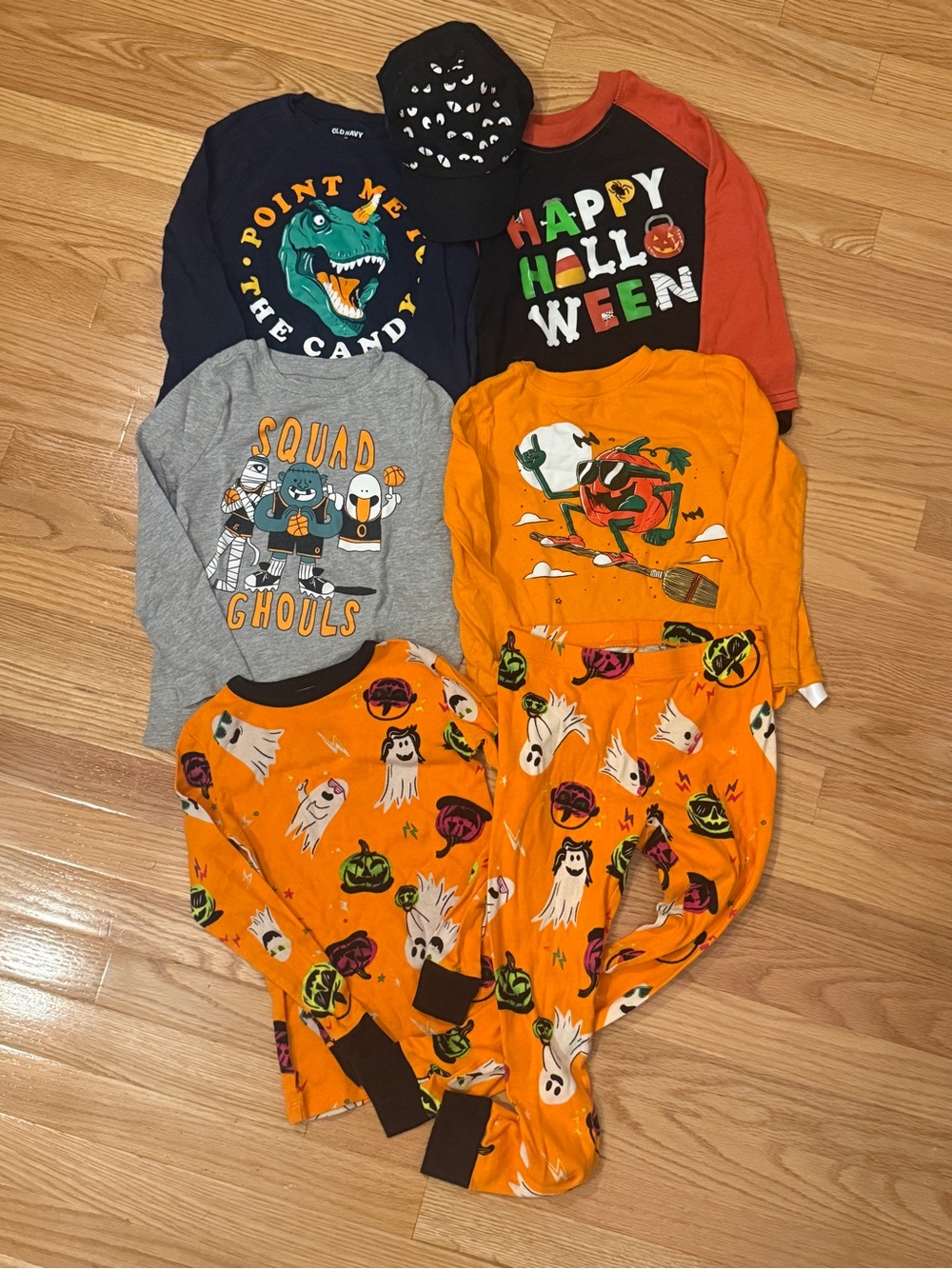 Kids Halloween Bundle - 4 Long Sleeve T-Shirts, 1 Pair Pajamas, & 1 Hat